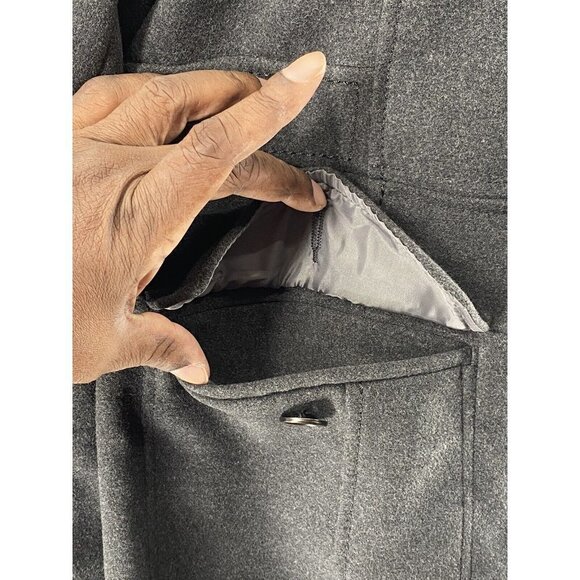 H&M Womens Jacket Coat Gray Knee Length Buttons Lined Pockets Mock Neck 12 New - Picture 5 of 10